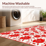 Ultra Soft Area Rug, Non Slip, Stain Resistant, Washable Area Rugs for Living Room, Bedroom, Sophisticated Geometric Rose Pattern(Red)