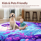 Ultra Soft Area Rug, Non Slip, Stain Resistant, Washable Area Rugs for Living Room, Bedroom, Whimsical Pastel Mermaid Aesthetic(Purple)