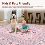 Ultra Soft Area Rug, Non Slip, Stain Resistant, Washable Area Rugs for Living Room, Bedroom, Trendy Fun-Filled Patterned Surface(Pink)