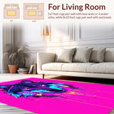 Ultra Soft Area Rug, Non Slip, Stain Resistant, Washable Area Rugs for Living Room, Bedroom, Energetic Urban Wolf Imagery(Pink)