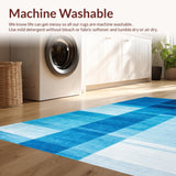 Ultra Soft Area Rug, Non Slip, Stain Resistant, Washable Area Rugs for Living Room, Bedroom, Radiant Toned Geometric Arrangement(Blue)