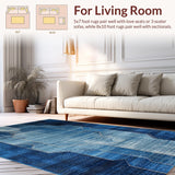 Ultra Soft Area Rug, Non Slip, Stain Resistant, Washable Area Rugs for Living Room, Bedroom, Transitional Coastal Wave Design(Blue)