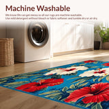Ultra Soft Area Rug, Non Slip, Stain Resistant, Washable Area Rugs for Living Room, Bedroom, Tropical Bloom Patio Area With Weather Resistant High Low Design(Blue)