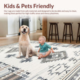 Ultra Soft Area Rug, Non Slip, Stain Resistant, Washable Area Rugs for Living Room, Bedroom, Luxurious Subtle Color Block Composition(Gray)