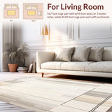 Ultra Soft Area Rug, Non Slip, Stain Resistant, Washable Area Rugs for Living Room, Bedroom, Contemporary Beige Area Minimalist Linear(Beige)