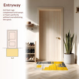 Ultra Soft Area Rug, Non Slip, Stain Resistant, Washable Area Rugs for Living Room, Bedroom, Contemporary Bold Geometric Fusion(Yellow)