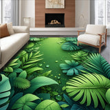 Ultra Soft Area Rug, Non Slip, Stain Resistant, Washable Area Rugs for Living Room, Bedroom, Green Leaf Plush Rug for Tropical Bedroom Decor(Green)