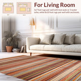 Ultra Soft Area Rug, Non Slip, Stain Resistant, Washable Area Rugs for Living Room, Bedroom, Colorful Eclectic Fiber Pattern(Orange)