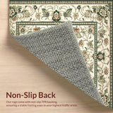 Indoor Beige Green Medallion Accent Area(Ivory)