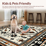 Ultra Soft Area Rug, Non Slip, Stain Resistant, Washable Area Rugs for Living Room, Bedroom, Artful Black and White Geometric Fusion(Black)