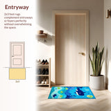 Charming Round Marine Life Motif(Blue)