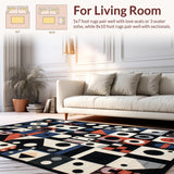 Ultra Soft Area Rug, Non Slip, Stain Resistant, Washable Area Rugs for Living Room, Bedroom, Chic Black and White Dice Motif(Black)