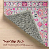 Ultra Soft Area Rug, Non Slip, Stain Resistant, Washable Area Rugs for Living Room, Bedroom, Bordered Boho Meditation Space Plush Rug(Pink)