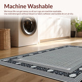 Ultra Soft Area Rug, Non Slip, Stain Resistant, Washable Area Rugs for Living Room, Bedroom, Contemporary Trellis in Earth Tones(Gray)