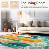 Ultra Soft Area Rug, Non Slip, Stain Resistant, Washable Area Rugs for Living Room, Bedroom, Tropical Paradise Surf Rug Ocean Inspired Longboard Decorative Mat(Blue)