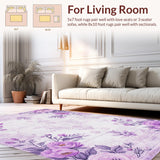 Ultra Soft Area Rug, Non Slip, Stain Resistant, Washable Area Rugs for Living Room, Bedroom, Modern Colorful Ogee Patterns(Purple)
