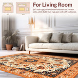 Ultra Soft Area Rug, Non Slip, Stain Resistant, Washable Area Rugs for Living Room, Bedroom, Chic Colorful Pom Pom Arrangement(Orange)