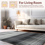 Ultra Soft Area Rug, Non Slip, Stain Resistant, Washable Area Rugs for Living Room, Bedroom, Striped Adventure Rug Front Porch Decor(Black)