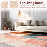 Ultra Soft Area Rug, Non Slip, Stain Resistant, Washable Area Rugs for Living Room, Bedroom, Modern Geometric Harmony Rug with Abstract Gold Accents and Subtle Peach Hues(Beige)