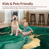Ultra Soft Area Rug, Non Slip, Stain Resistant, Washable Area Rugs for Living Room, Bedroom, Emerald Green Abstract Elegance(Green)