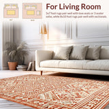 Ultra Soft Area Rug, Non Slip, Stain Resistant, Washable Area Rugs for Living Room, Bedroom, Contemporary Shaggy Geometric Motif(Red)