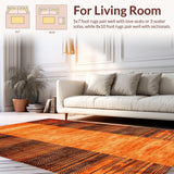 Ultra Soft Area Rug, Non Slip, Stain Resistant, Washable Area Rugs for Living Room, Bedroom, Eclectic Rustic Nature Pattern(Orange)