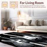 Ultra Soft Area Rug, Non Slip, Stain Resistant, Washable Area Rugs for Living Room, Bedroom, Modern 3D Guitar Artistry(Gray)