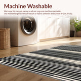 Ultra Soft Area Rug, Non Slip, Stain Resistant, Washable Area Rugs for Living Room, Bedroom, Sleek Black and Bone Stripes(Black)