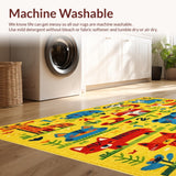 Ultra Soft Area Rug, Non Slip, Stain Resistant, Washable Area Rugs for Living Room, Bedroom, Counting Animals Educational Carpet for Children Room(Yellow)