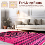 Ultra Soft Area Rug, Non Slip, Stain Resistant, Washable Area Rugs for Living Room, Bedroom, Expressive Pink Animal Motif(Pink)