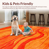 Ultra Soft Area Rug, Non Slip, Stain Resistant, Washable Area Rugs for Living Room, Bedroom, Artistic Fluffy Gradient Design(Orange)