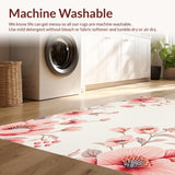 Ultra Soft Area Rug, Non Slip, Stain Resistant, Washable Area Rugs for Living Room, Bedroom, Vibrant Shabby Chic Bloom Motif(Ivory)