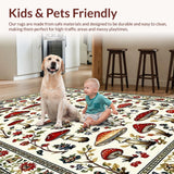 Ultra Soft Area Rug, Non Slip, Stain Resistant, Washable Area Rugs for Living Room, Bedroom, Charming Earthy Mushroom Aesthetic(White)