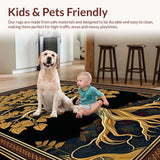 Ultra Soft Area Rug, Non Slip, Stain Resistant, Washable Area Rugs for Living Room, Bedroom, Minimalist Viking Symbolism Display(Gold)