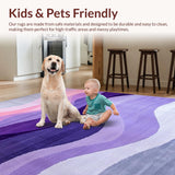 Ultra Soft Area Rug, Non Slip, Stain Resistant, Washable Area Rugs for Living Room, Bedroom, Contemporary Elegant Color Fusion(Purple)