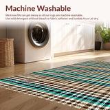Ultra Soft Area Rug, Non Slip, Stain Resistant, Washable Area Rugs for Living Room, Bedroom, Stain-Resistant Checked Rug for Family Room Decor(Beige)