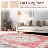 Ultra Soft Area Rug, Non Slip, Stain Resistant, Washable Area Rugs for Living Room, Bedroom, Stylish Soft Pastel Pattern(White)