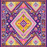 Ultra Soft Area Rug, Non Slip, Stain Resistant, Washable Area Rugs for Living Room, Bedroom, Sophisticated Tiled Design Elements(Purple)