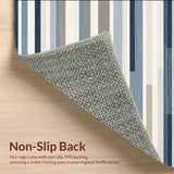 Ultra Soft Area Rug, Non Slip, Stain Resistant, Washable Area Rugs for Living Room, Bedroom, Nordic Striped Serenity Area with Subdued Bluish Gray Beige Palette(Blue)