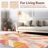 Ultra Soft Area Rug, Non Slip, Stain Resistant, Washable Area Rugs for Living Room, Bedroom, Peach Fusion: Modern, Abstract Rug(Pink)