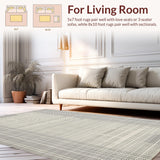 Ultra Soft Area Rug, Non Slip, Stain Resistant, Washable Area Rugs for Living Room, Bedroom, Warm Earthy Trellis Patterns(Beige)