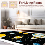 Ultra Soft Area Rug, Non Slip, Stain Resistant, Washable Area Rugs for Living Room, Bedroom, Colorful Cosmic Cartoon Landscape(Black)