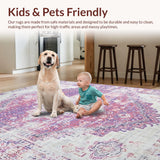 Ultra Soft Area Rug, Non Slip, Stain Resistant, Washable Area Rugs for Living Room, Bedroom, Rustic Ivory Trellis Aesthetic(Purple)
