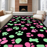 Ultra Soft Area Rug, Non Slip, Stain Resistant, Washable Area Rugs for Living Room, Bedroom, Artistic Colorful Paw Trait Design(Pink)