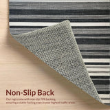 Ultra Soft Area Rug, Non Slip, Stain Resistant, Washable Area Rugs for Living Room, Bedroom, Stylish Black and White Striped Rug:  Modern Geometric Pattern(Black)
