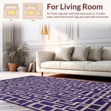 Ultra Soft Area Rug, Non Slip, Stain Resistant, Washable Area Rugs for Living Room, Bedroom, Stylish Gray and Purple Harmony(Purple)