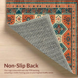 Ultra Soft Area Rug, Non Slip, Stain Resistant, Washable Area Rugs for Living Room, Bedroom, Rustic Tribal Diamond Aesthetic(Red)
