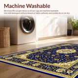 Ultra Soft Area Rug, Non Slip, Stain Resistant, Washable Area Rugs for Living Room, Bedroom, Elegant Swirl Pattern in Navy(Blue)