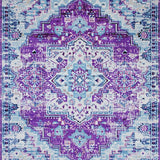 Ultra Soft Area Rug, Non Slip, Stain Resistant, Washable Area Rugs for Living Room, Bedroom, Rustic Light Blue Floral Motif(Purple)