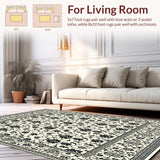 Ultra Soft Area Rug, Non Slip, Stain Resistant, Washable Area Rugs for Living Room, Bedroom, Trendy Area with Bold Black Floral Design and Subtle Beige Hues(Beige)